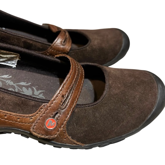 Merrell Plaza Bandeau Mary Jane Women’s Size 11 Espresso Leather Slip On Shoes - Picture 3 of 8
